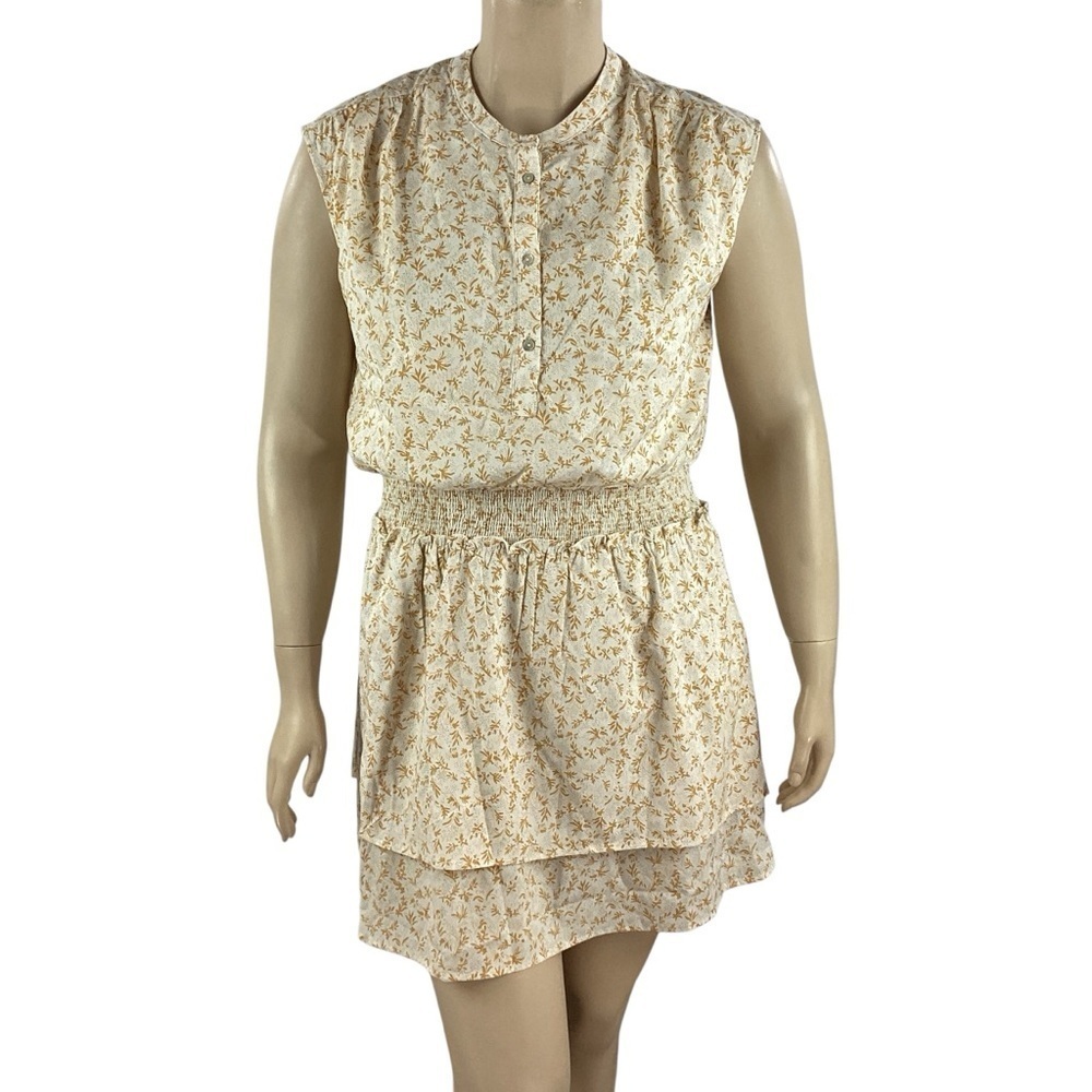 Bishop + Young Kelley Smocked Mini Dress Floral Print L
